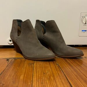 Gray Leather Frye Ankle Boots